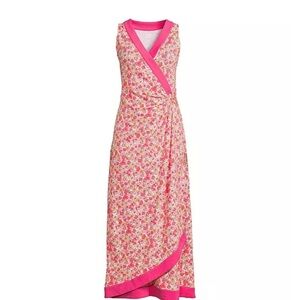 Lands' End Pink Floral Maxi Dress